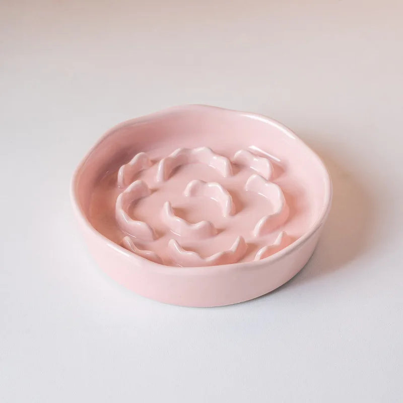 Ceramic Slow Food Cat Bowl