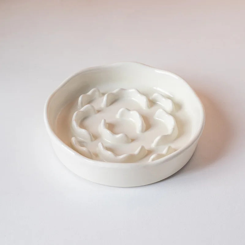 Ceramic Slow Food Cat Bowl