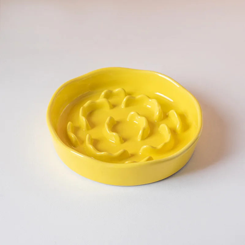 Ceramic Slow Food Cat Bowl