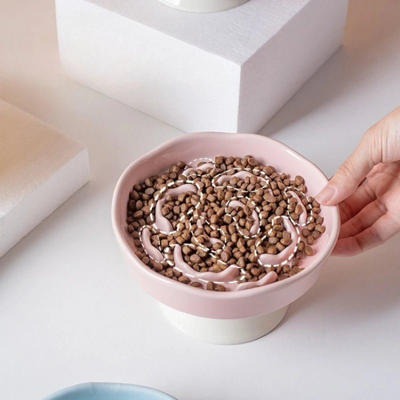 Ceramic Slow Food Cat Bowl