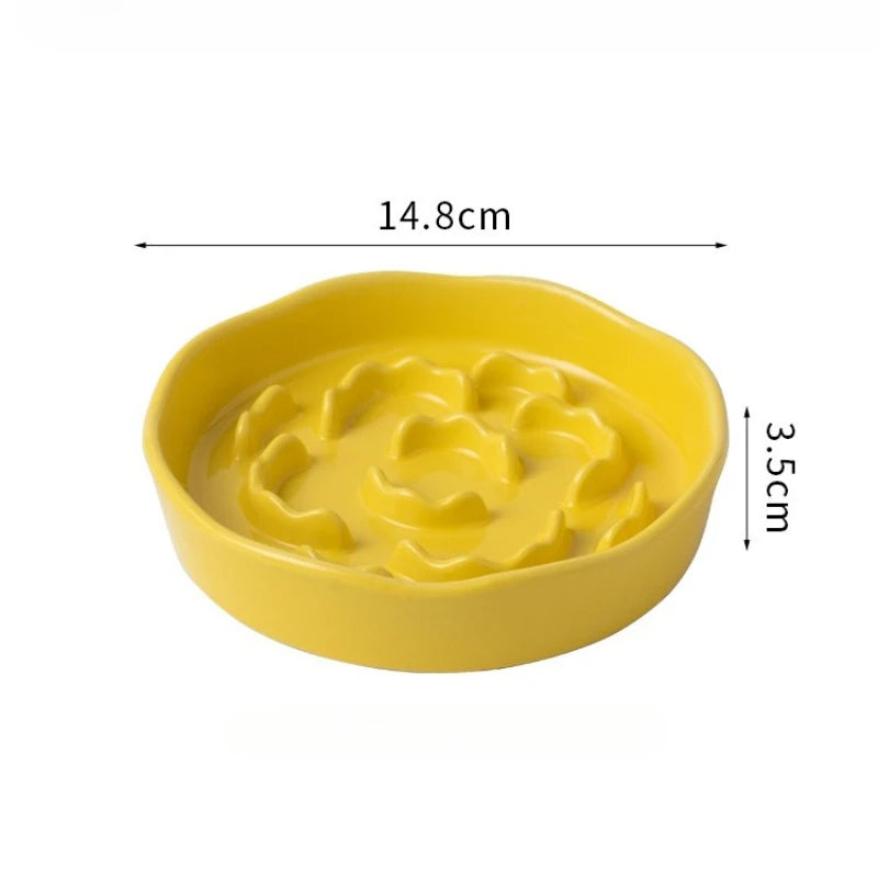 Ceramic Slow Food Cat Bowl
