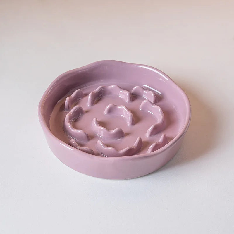 Ceramic Slow Food Cat Bowl